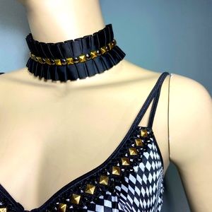 Xanadu Designs, One of a kind,Handmade, Ruffle with stud trim ,sexy choker